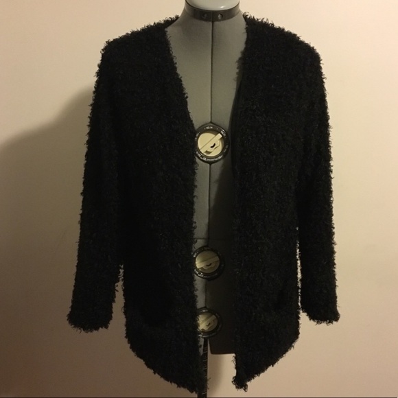 H&M Jackets & Blazers - Black Teddy Furry Jacket Sweater H&M